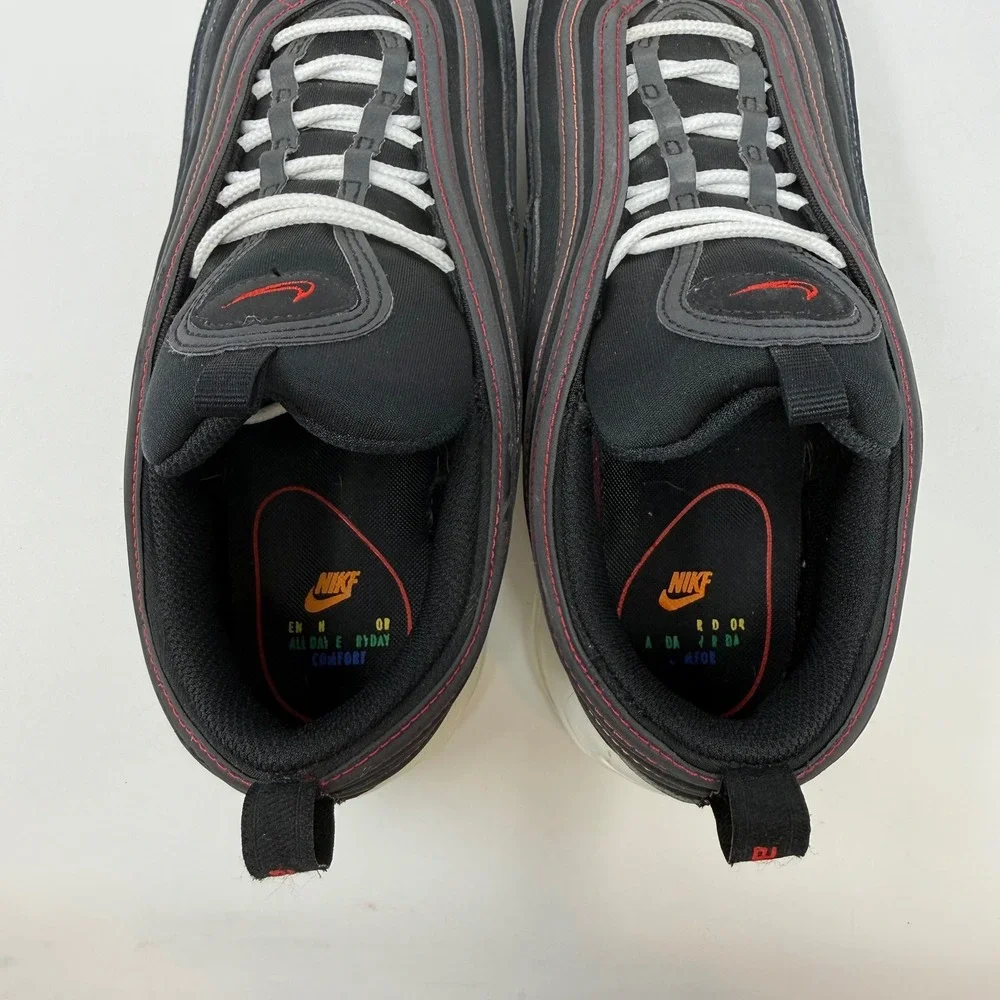 Nike Air Max 97‎ Black Rainbow Multi Color Stitching DJ5999-001 Womens Size 9.5